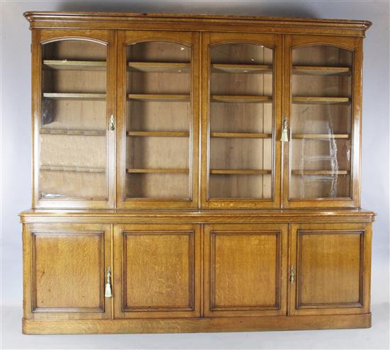 A Victorian oak library bookcase, W.8ft 2in. D.1ft 9in. H.7ft 3.5in.